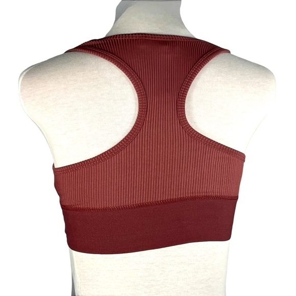 Topshop sports bra crop pullover 39N Racerback Wide Band Rib burgundy size 0-2 - Picture 4 of 14
